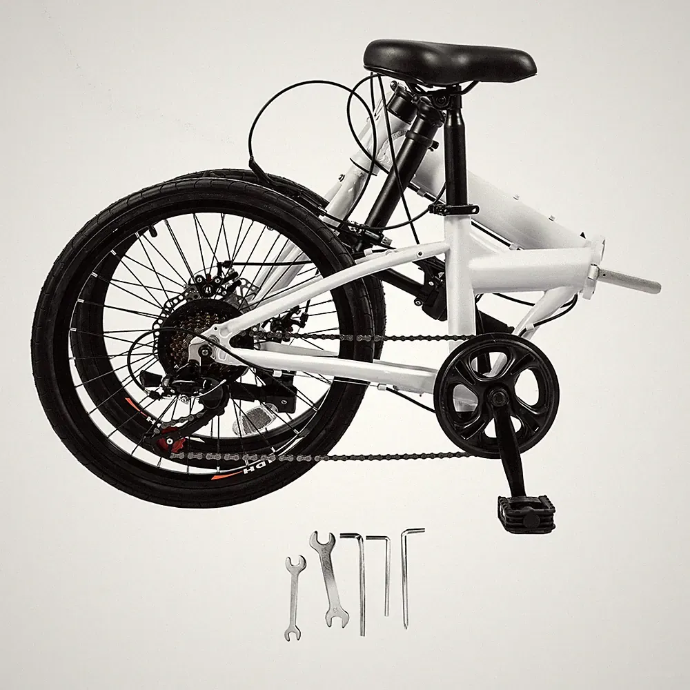 20" Folding Bike with 7 Speed Gears and Disc Brakes for Easy Commuting