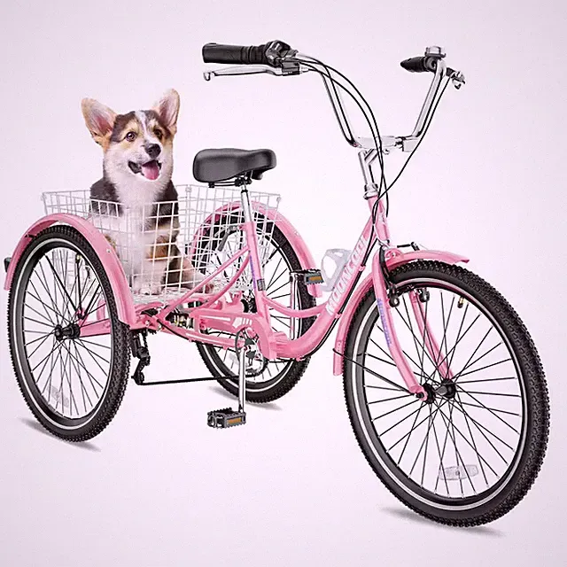20 In. Adult Tricycle, 7 Speed 3 Wheel Bike, Adult Tricycle Trike Cruise Bike La