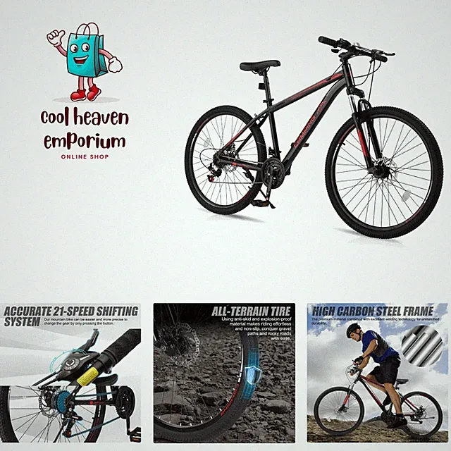 26/27.5 Inch Men & Women 21-Speed Adult Bikes, Double Disc Brake, Suspension...