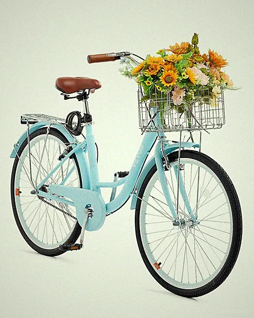 Cruiser Bike,1-Speed,26-Inch Light Blue Beach Cruiser Bike with Large Capacity
