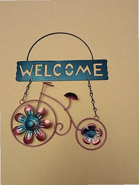 Garden Collection Metal Bicycle Welcome Sign, 8x10.5-in.