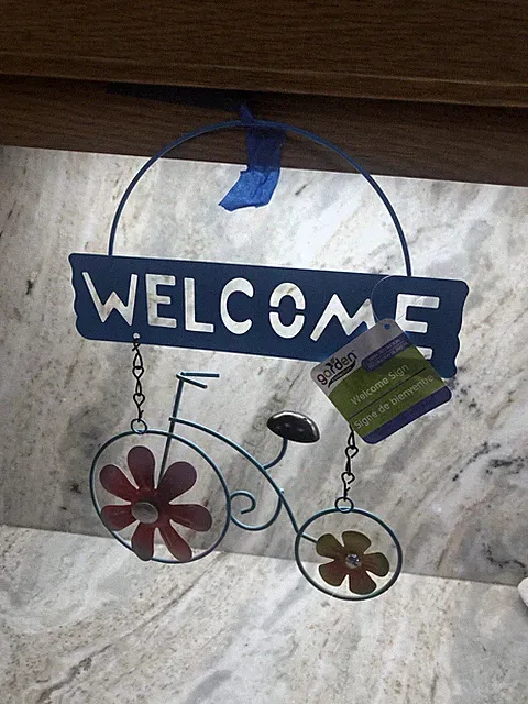 Garden Collection Spring Welcome Sign Metal-12inch-Bicycle. ShipN24Hours