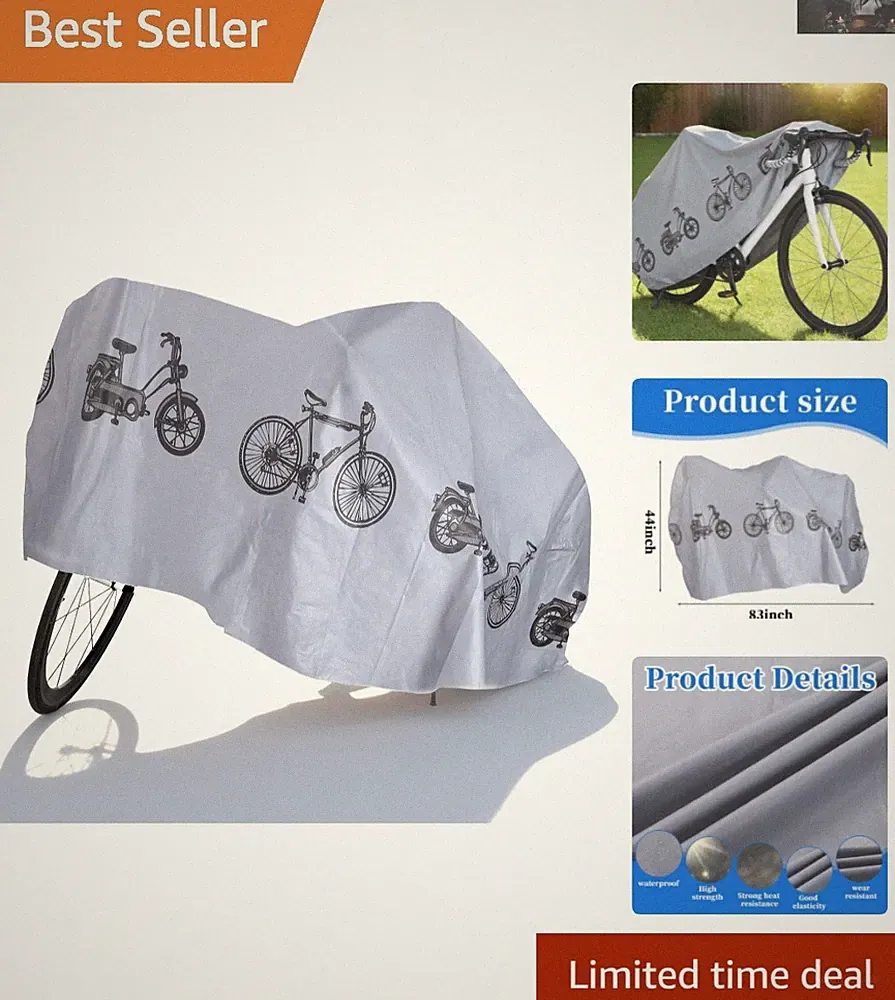 Grey Waterproof Bicycle Cover for All-Weather Protection - 105x100cm