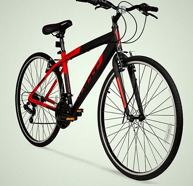 Hyper Bicycle 700c Men's Hybrid Bike, Black and Red