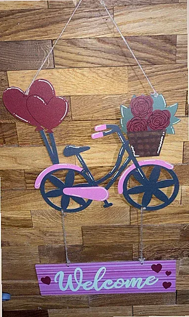 Metal Bicycle Welcome Wall Art Home Decor Sign 19" Tall 12" Wide