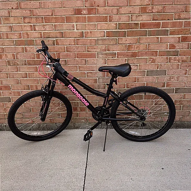 Mongoose 24 Inch Mountain Bike 21 Speed Shimano Girls Womens Black Pink MTB