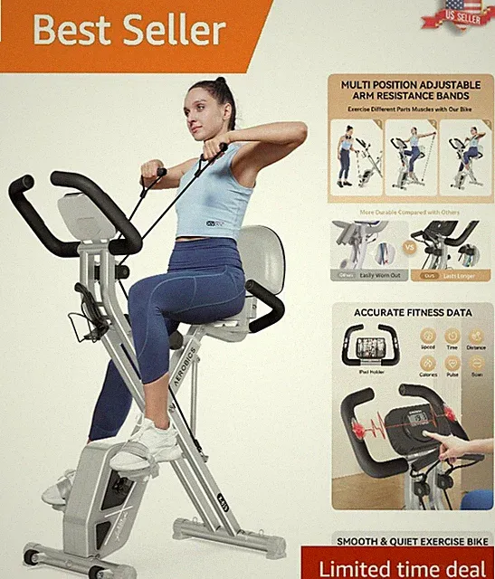 Multifunctional Foldable Fitness X-Bike with Magnetic Resistance & LCD Monitor