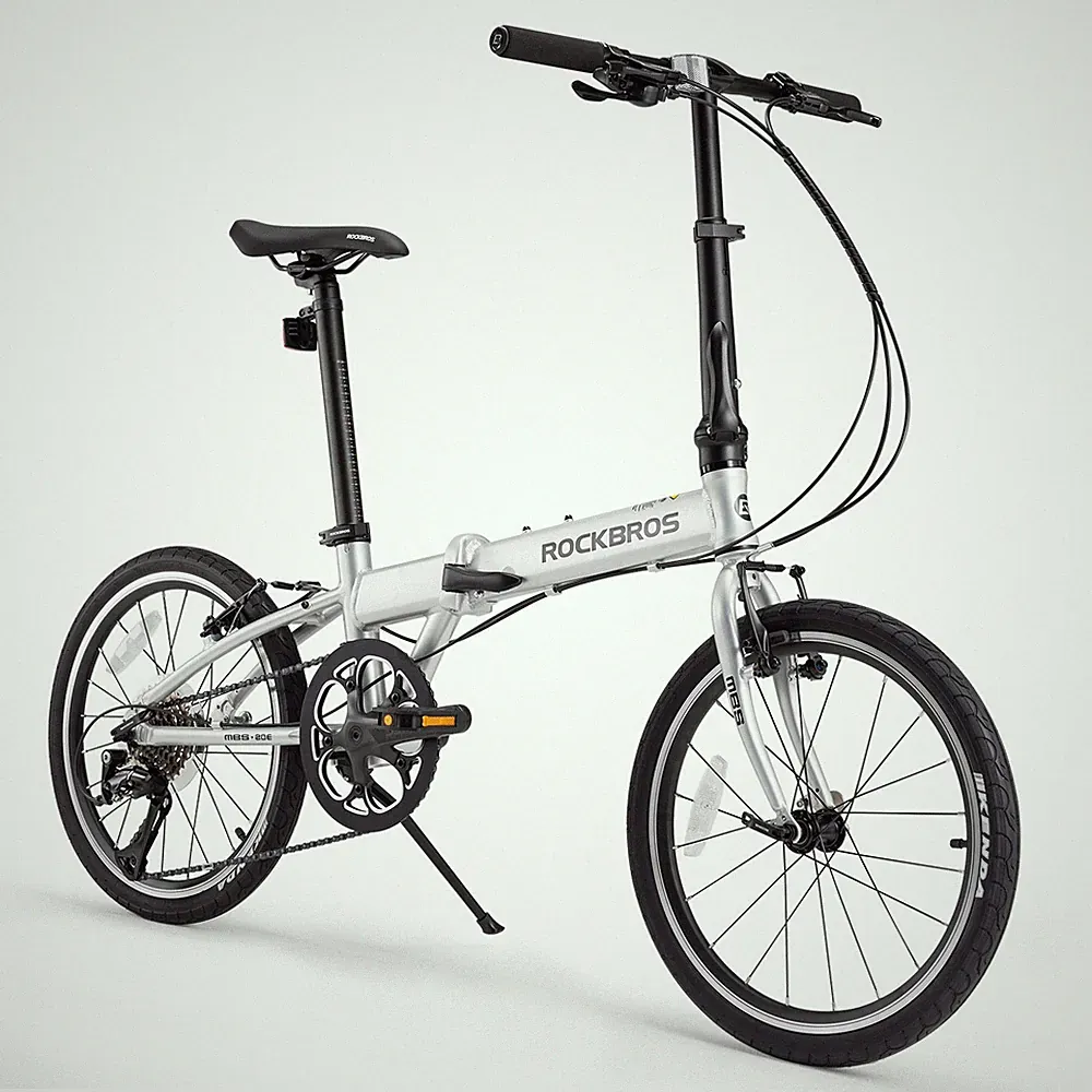 ROCKBROS MBS 20"Folding Bike,Shimano 8-Speed Aluminium Frame V-Brake 25lb Silver