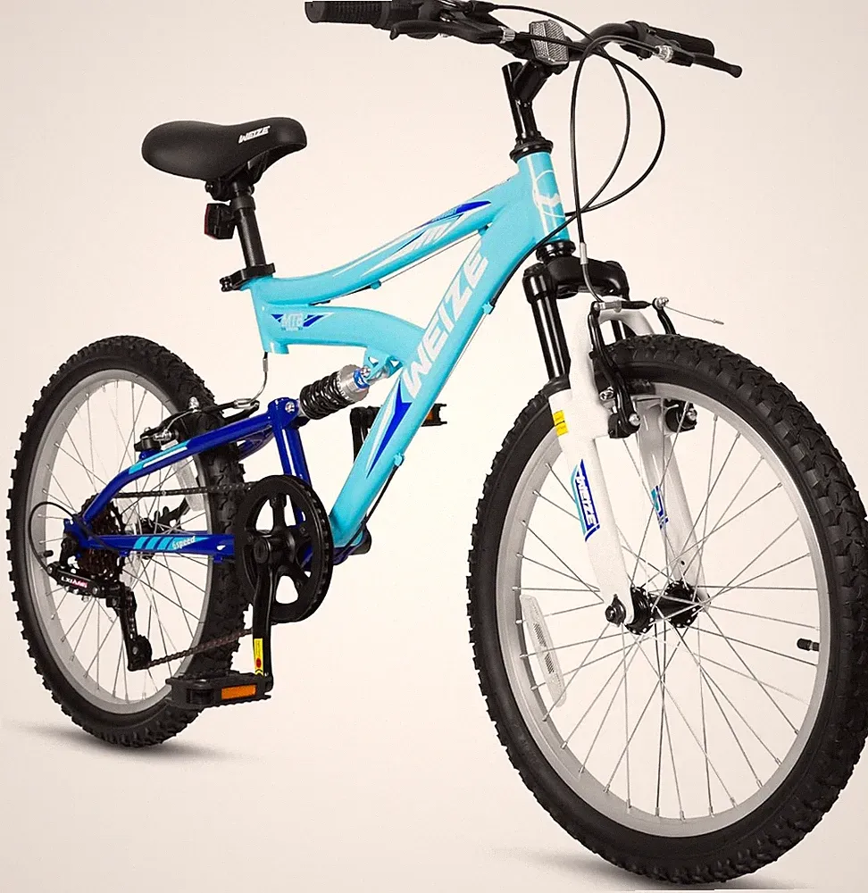 WEIZE Kids Mountain Bike 20in 6-Speed Dual Suspension Teenager Ages 6-13 Blue