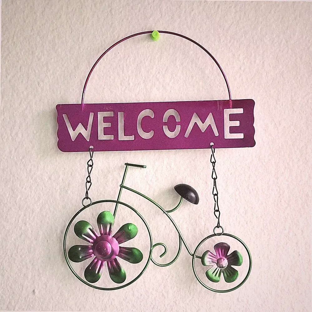 Welcome Sign Garden Metal Bicycle