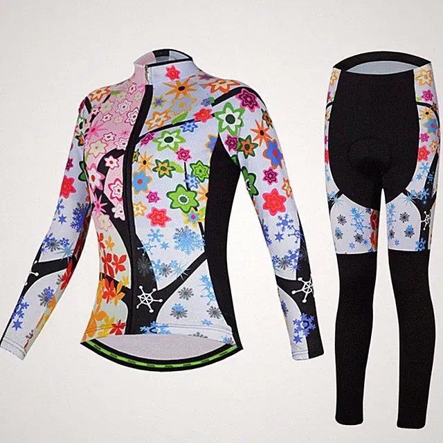 Women's Bicycle Clothing Set Long Sleeve Jersey and Padded Cycle Long Pants Kit